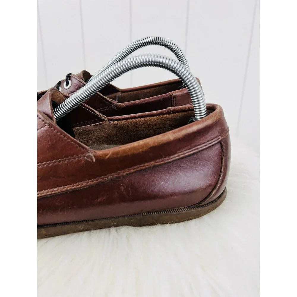 LL Bean Handsewn Brown Leather Blucher Mocs Lace Up Boat Shoes Loafers 8D